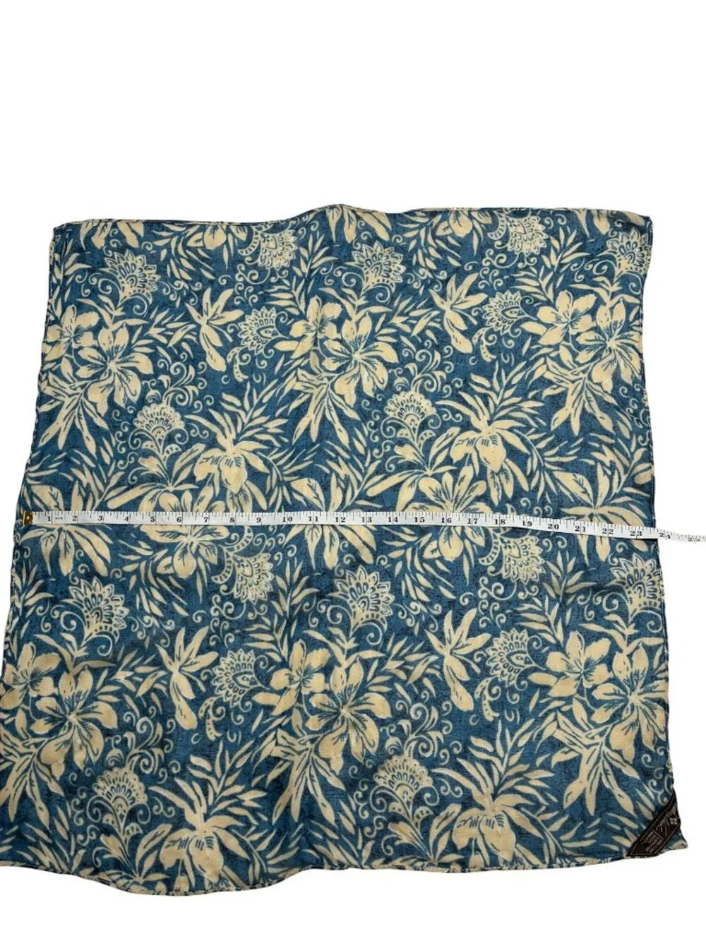 Patricia Nash Ikaria Floral Blue & Beige Viscose Scarf Lightweight Square Access